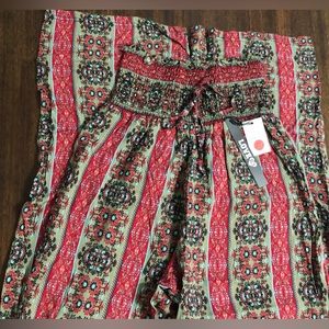 Women’s flares pant mock high rise waist super soft stretchy red green. M